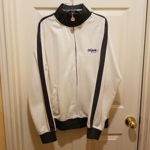 Billabong white track jacket with dark grey trim.